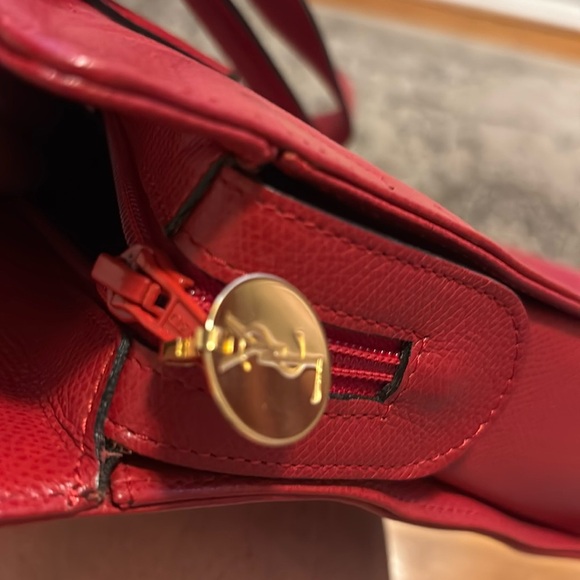 Yves Saint Laurent Red Embossed Shoulder Bag - Picture 12 of 17